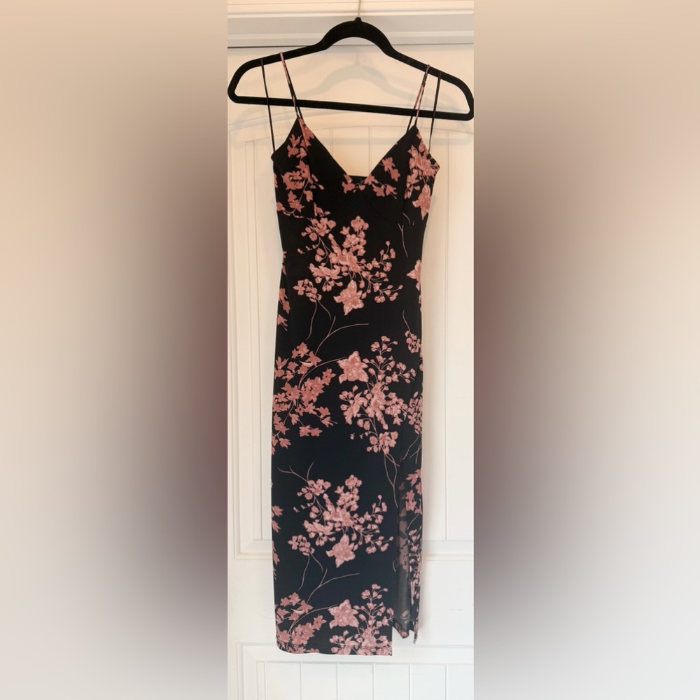 Cherry Blossom Slit Midi Dress